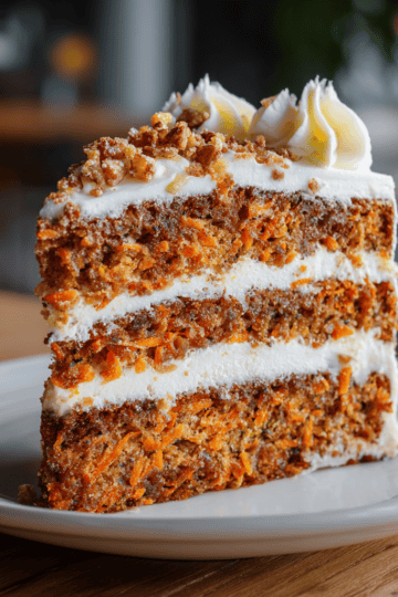 slice of 3 layer carrot cake