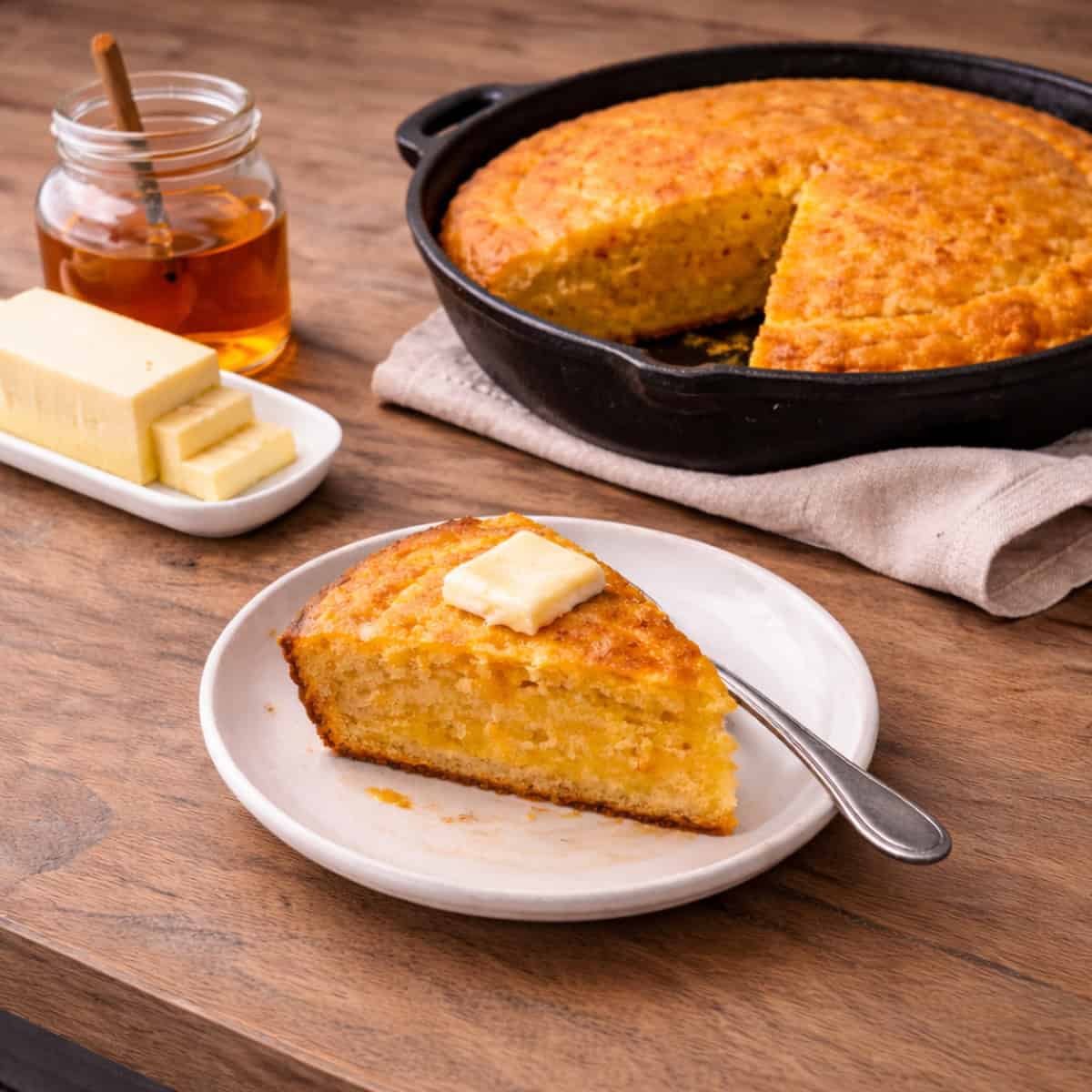 Old Fashioned Southern Cornbread | Cast Iron | No Sugar