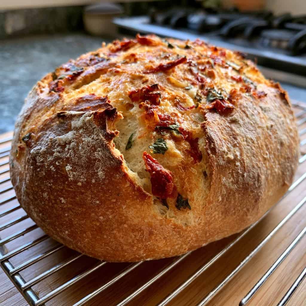 sundried tomato basil mozzerella free bake loaf of bread